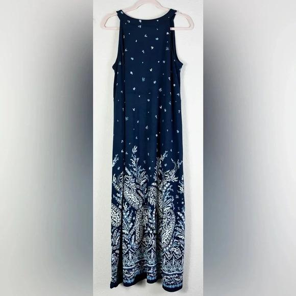J. Jill Paisley Floral Sleeveless Midi / Maxi Dress in navy blue size M - Picture 2 of 8